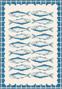 Blue fish rug.