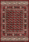 Deep red Bokhara rug for living room.