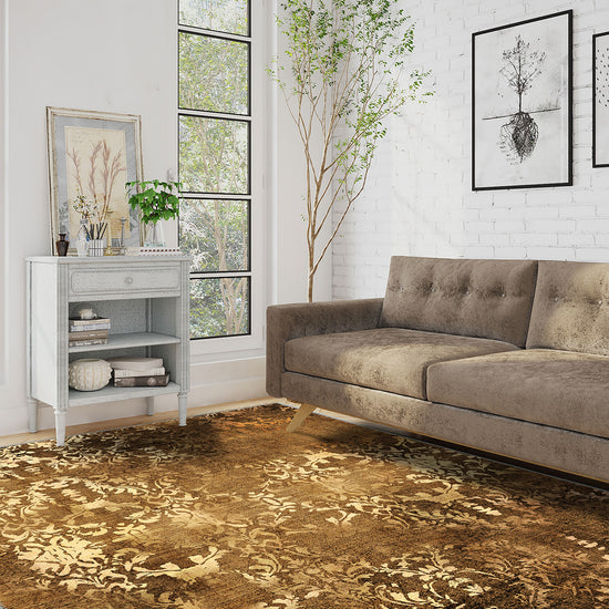 Bronze vintage rug for living room.