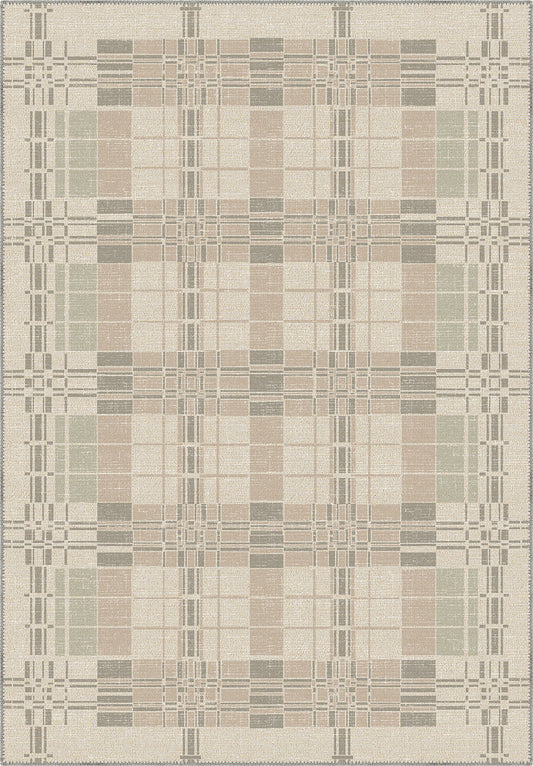 Geometric beige rug for living room, dining room and bedroom.