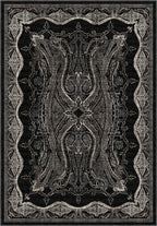 Black Persian Style Isfahan rug for living room.
