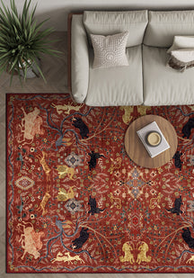 Rostam Persian Hunting Scene Carpet Rug