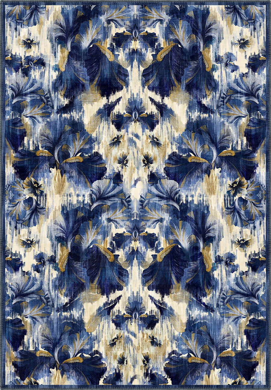 Elaris Blue Floral Ikat Rug