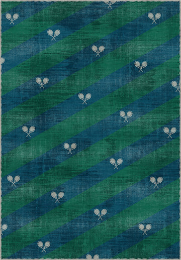 Grand Court Blue Tennis Rug