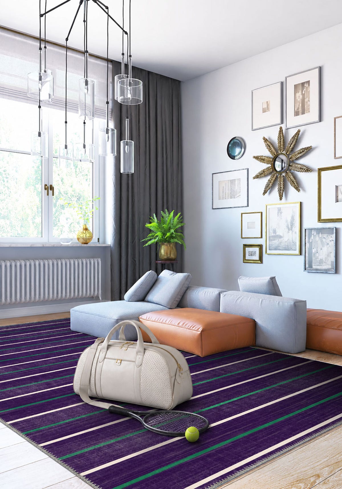 Prestige Court Purple Stripe Rug