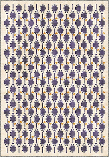 Heritage Lawn Cream Tennis Racket Rug