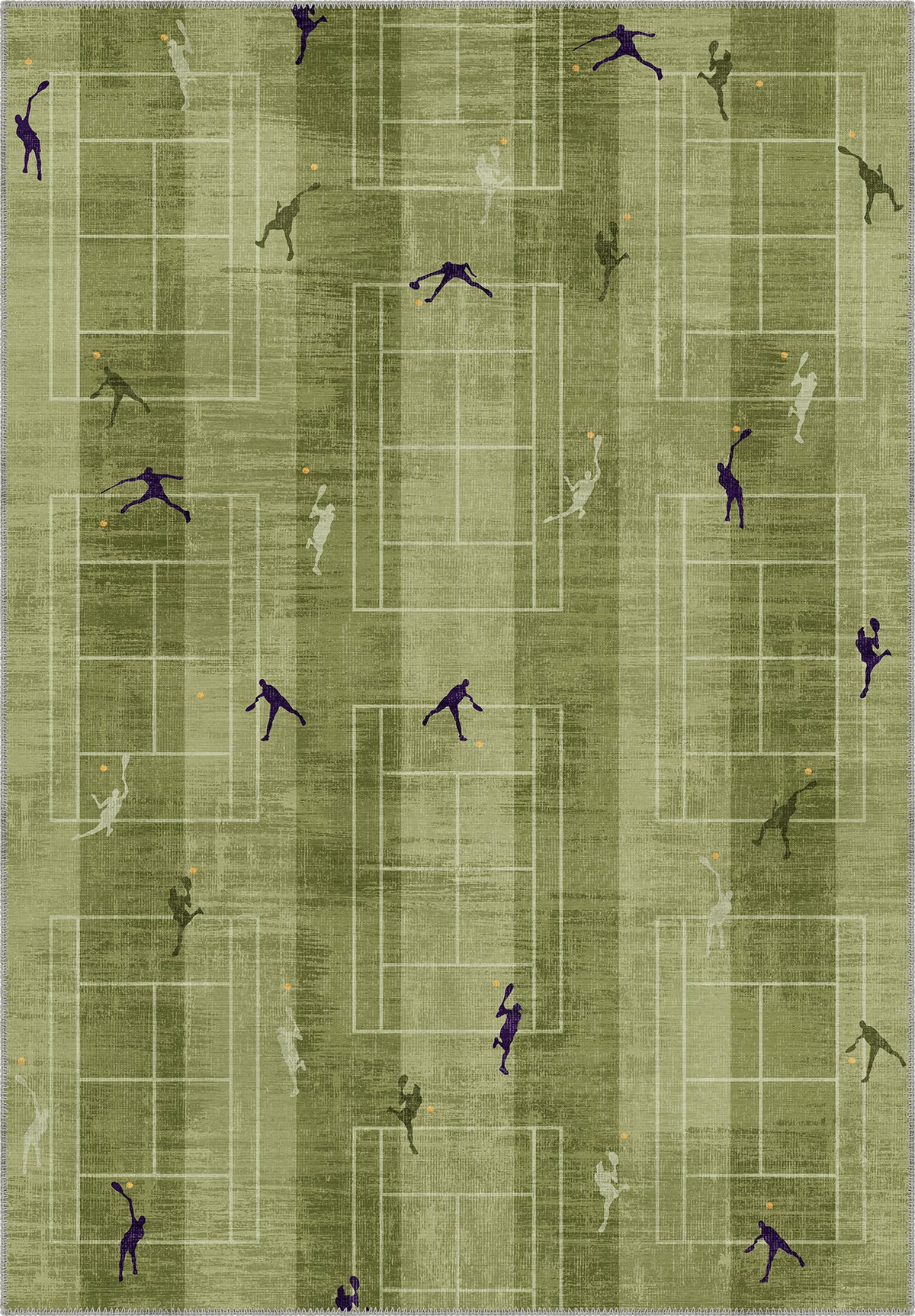 Centre Court Tennis Players Rug