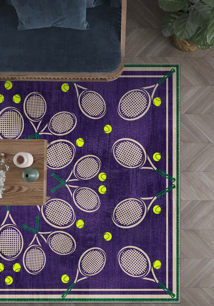 Racquet Club Purple Tennis Rug