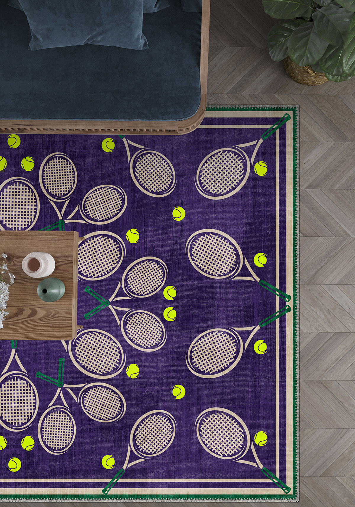 Racquet Club Purple Tennis Rug