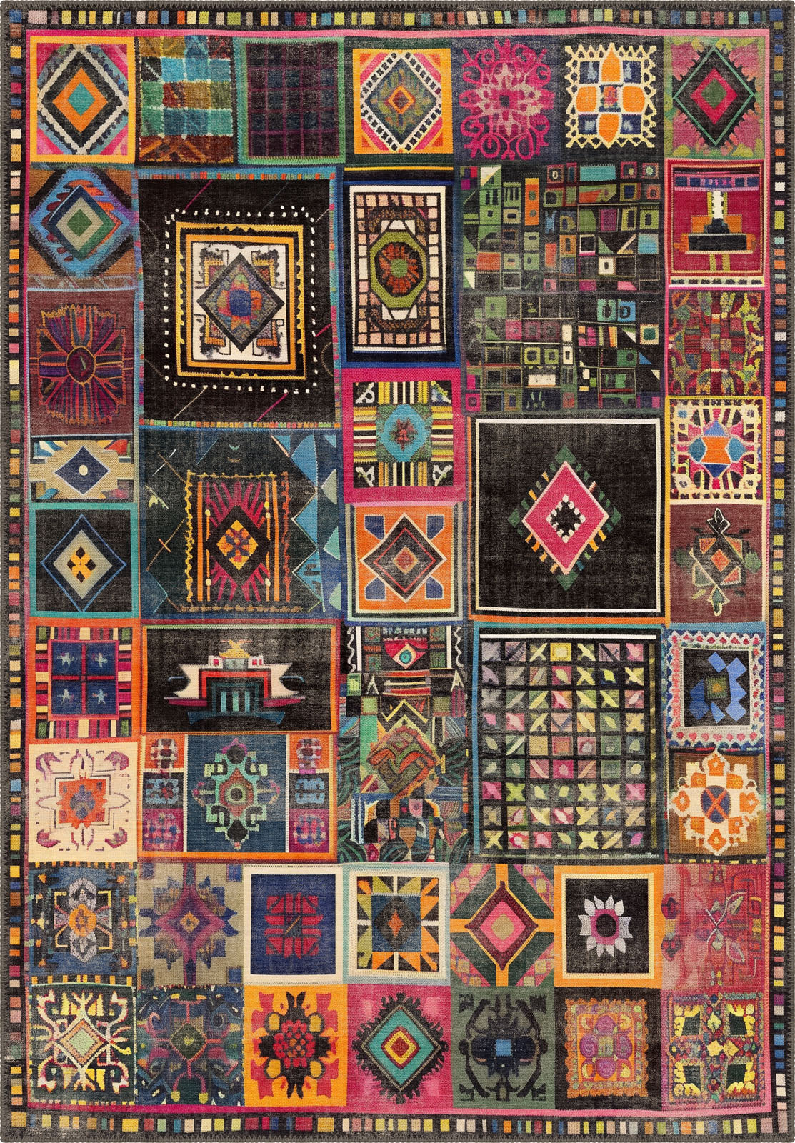 Cassian Boho Patchwork Rug | Rugette