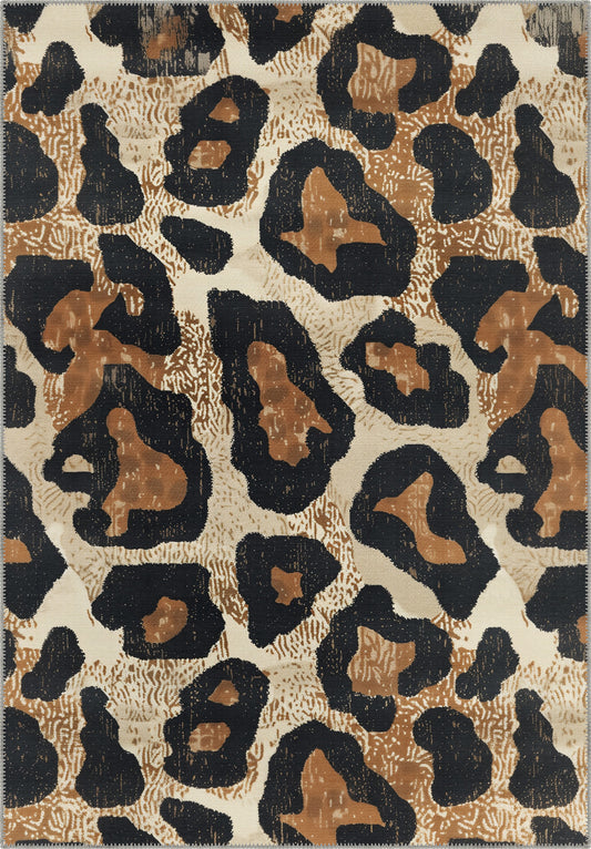 Leander Animal Print Washable Rug