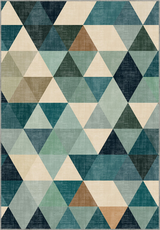 Faelanor Blue Geometric Washable Rug