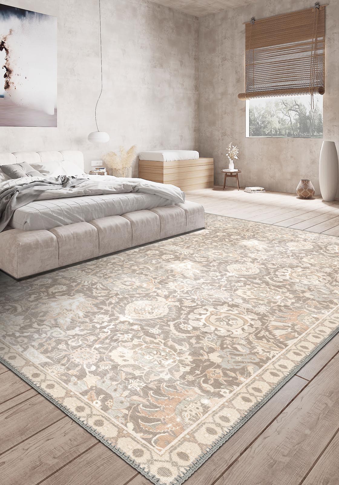 50×95"The Milky Way” ViNTAGE TURKiSH RUG 9' x 12' - Vintage Turkish Area Rug, Blue - Vionarae | Kuden Rugs