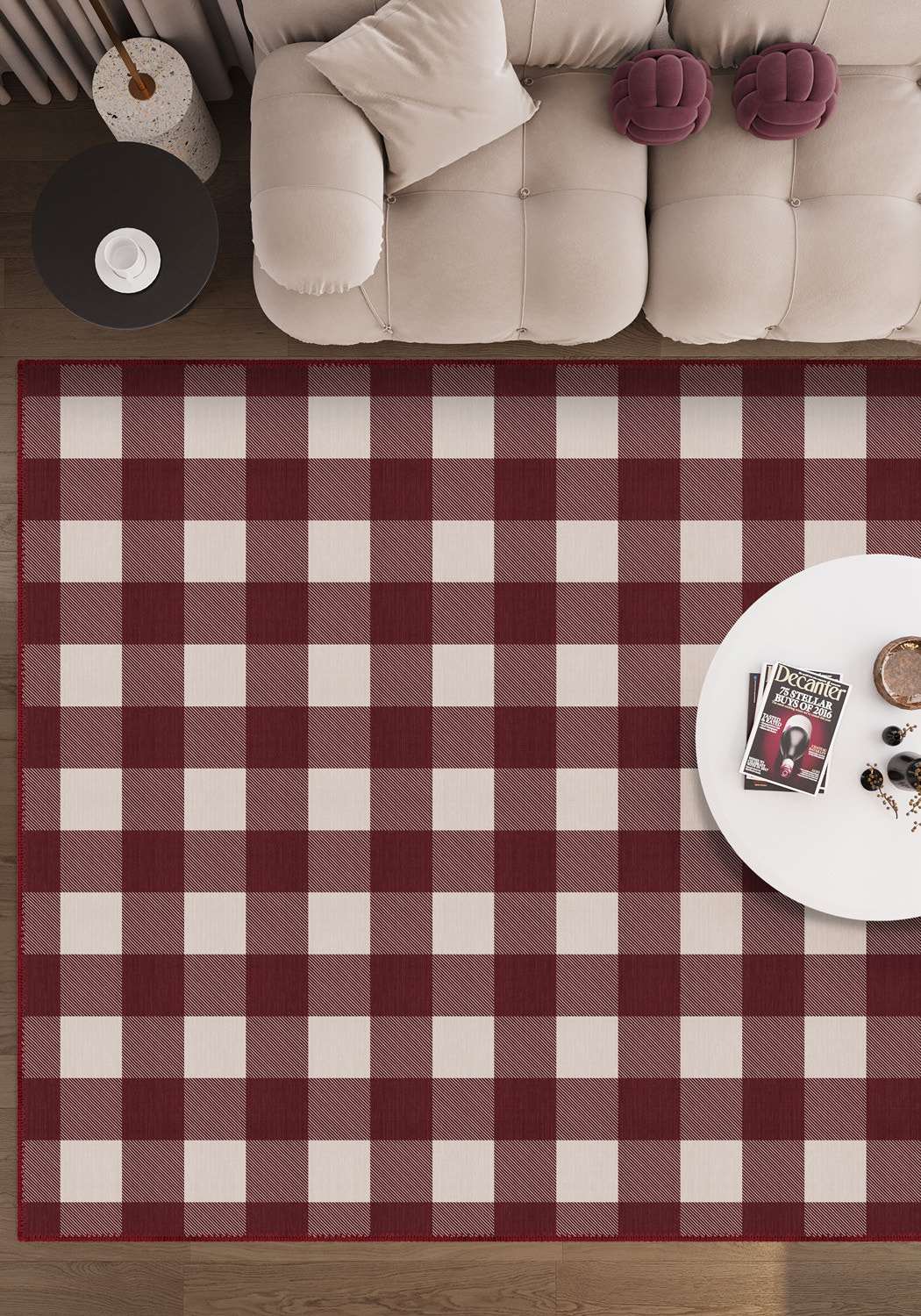 Jove Checkered Red Rug