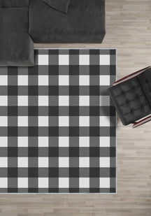 Jove Checkered Black and White Rug