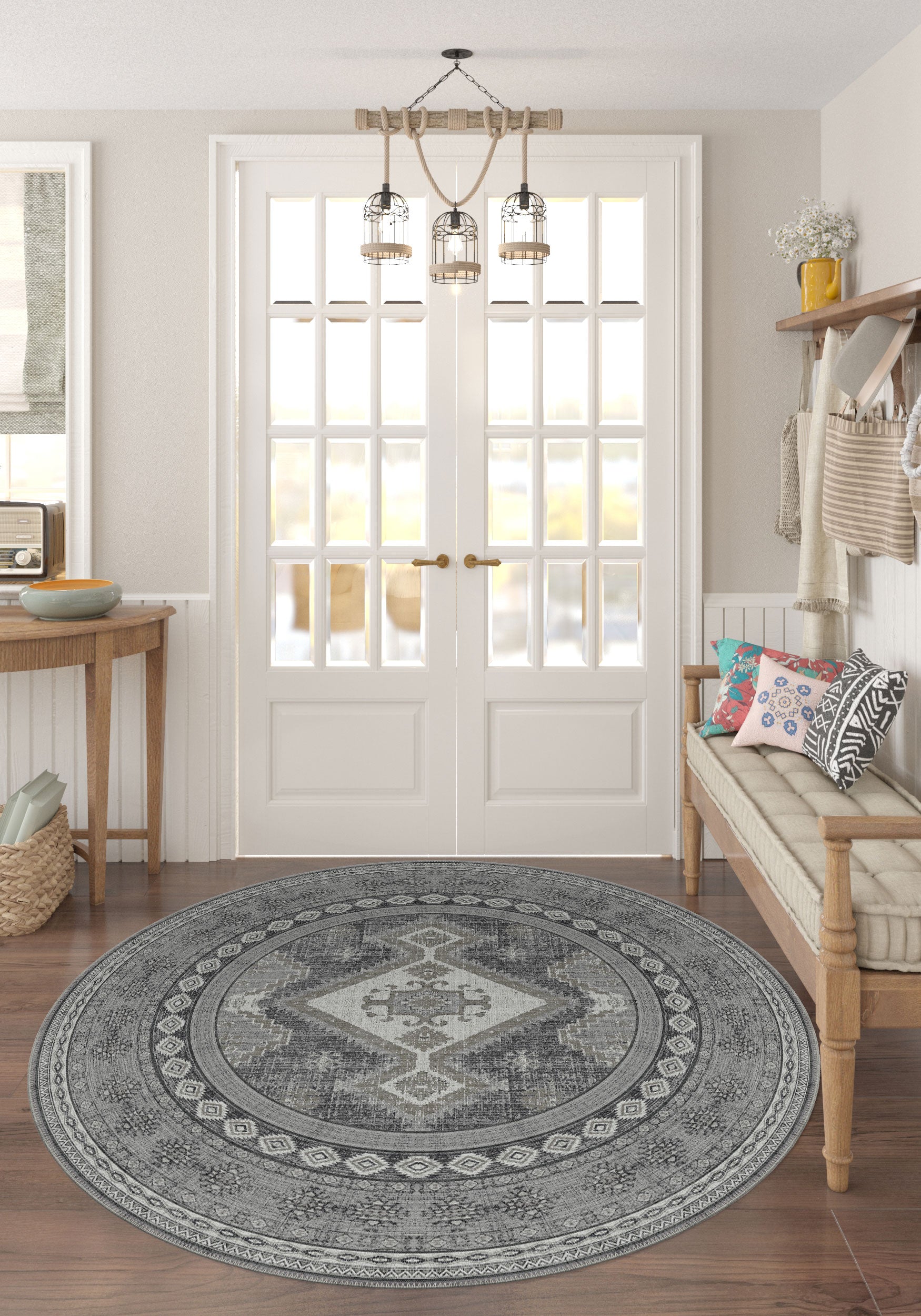 Gray Medallion selling Area Rug - Modern Mandala Area Rug - GrEy and Wh4tesDecor - Nursery Area Rug - BedroomsArea Rug - Li3497 RoomsArea Rug