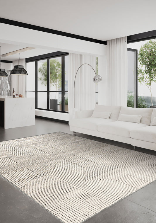 Theron Geometric Beige Rug