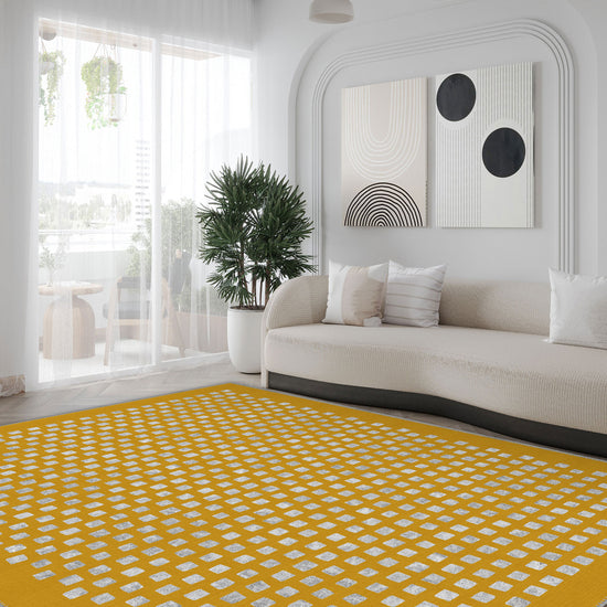 Geometric Yellow Patterned Rug Thalia Geometric Yellow Rug | Rugette Modern Rug