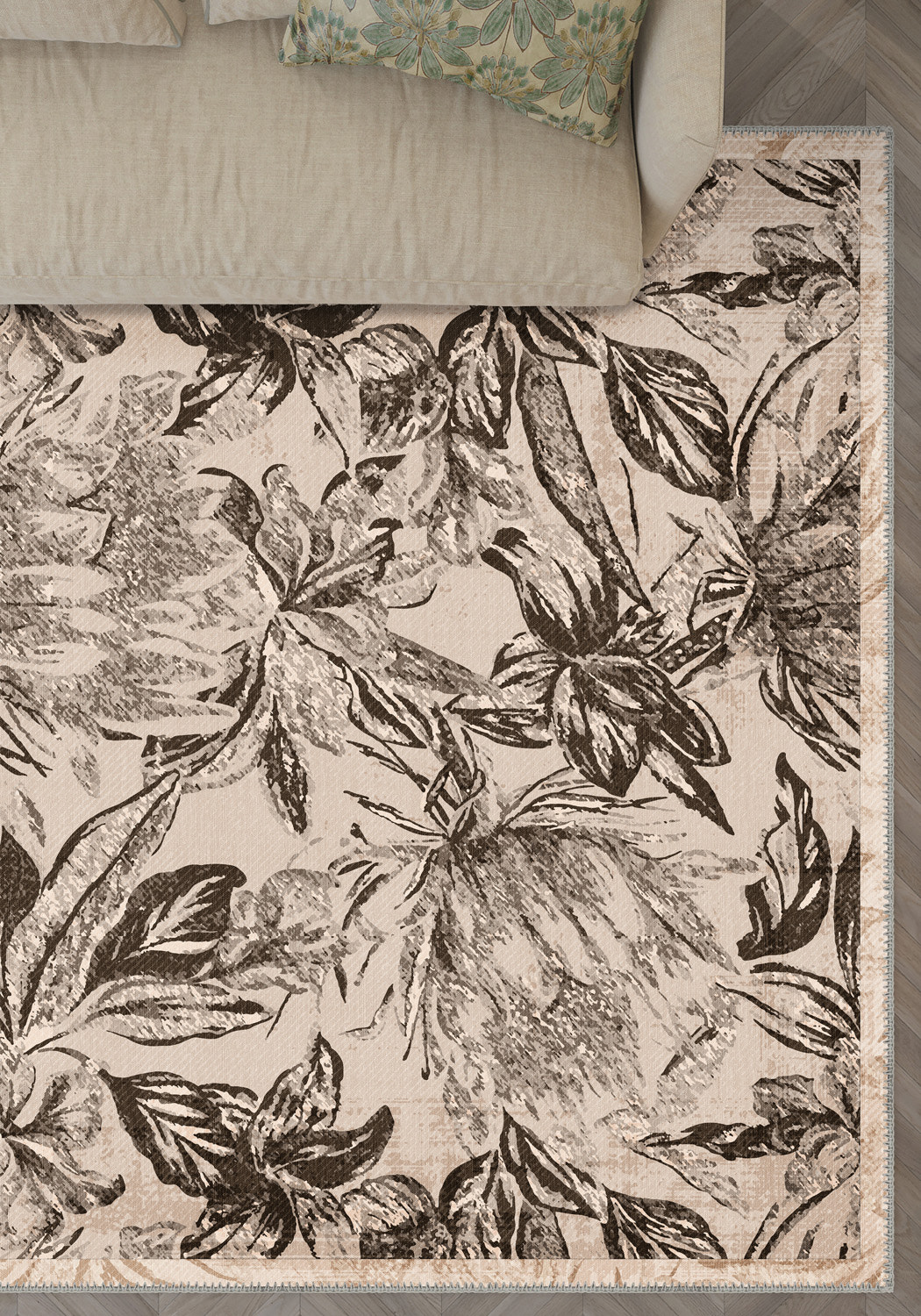 Liora Floral Beige Rug
