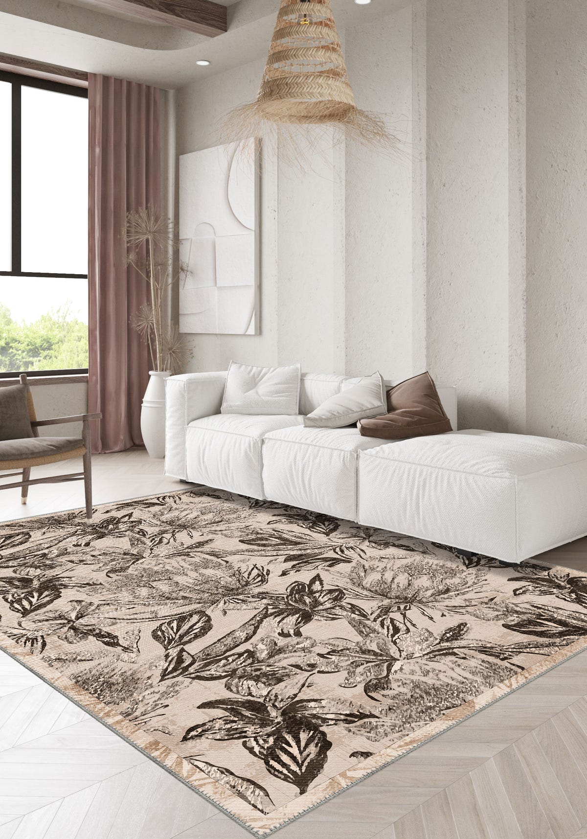 Liora Floral Beige Rug