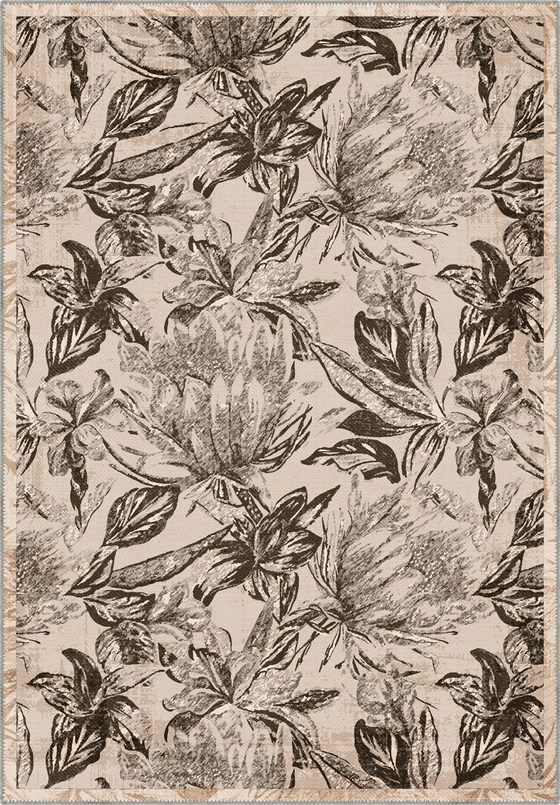 Liora Floral Beige Rug | Rugette