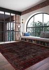 Anya Black Red Distressed Rug