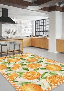 Livia Orange Washable Kitchen Rug