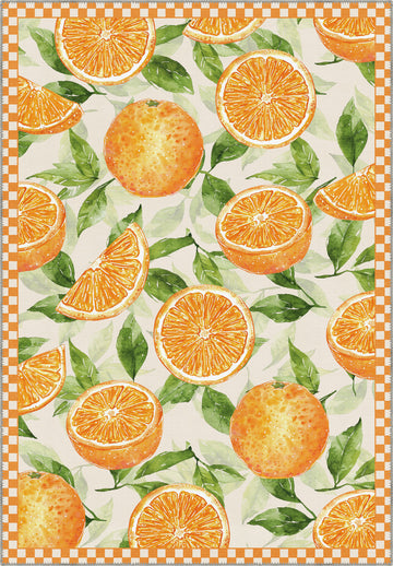 Livia Orange Washable Kitchen Rug