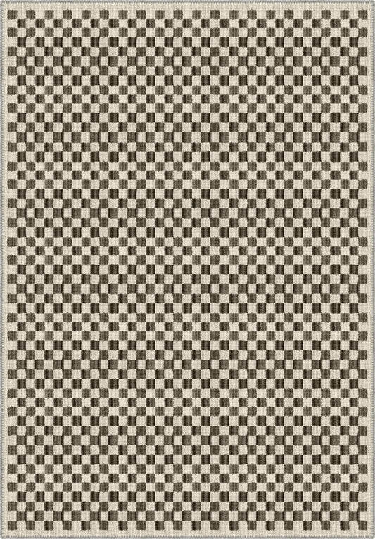 Ophelia Beige Brown Checkered Rug