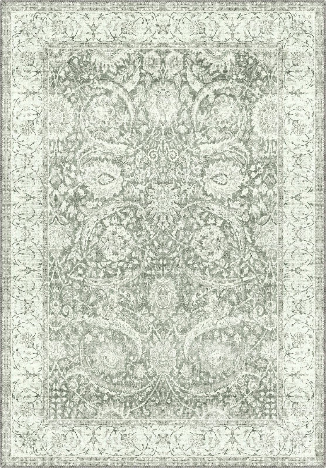 Leonie Washable Green Persian Rug