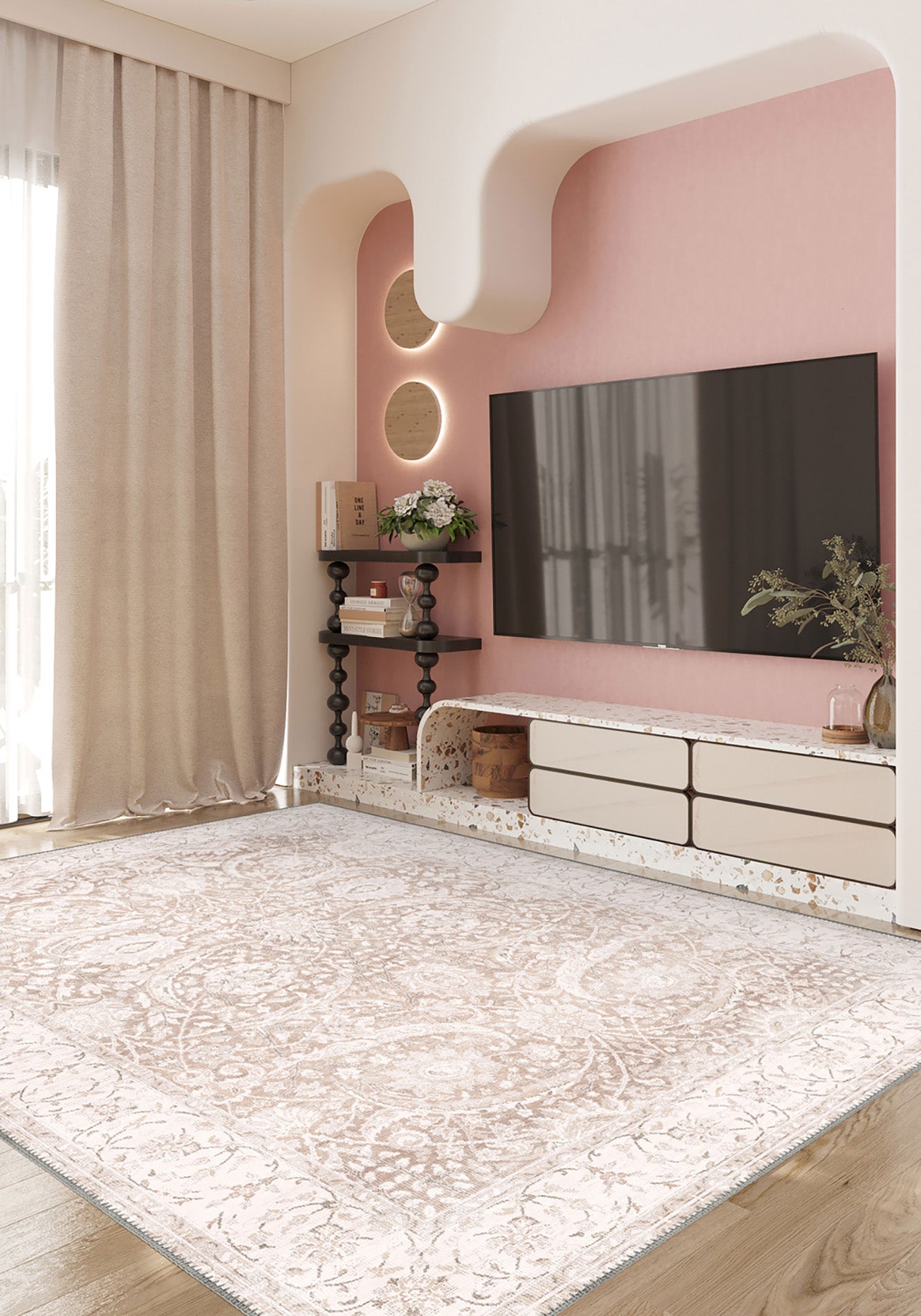 Leonie Pink Oriental Rug | Rugette