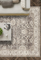 Leonie Washable Brown Vintage Rug