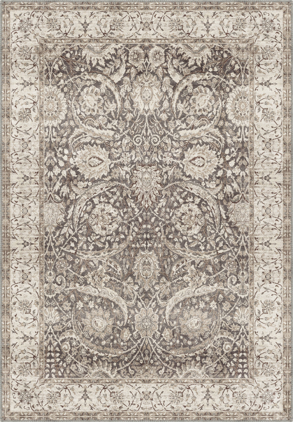 Leonie Washable Brown Vintage Rug