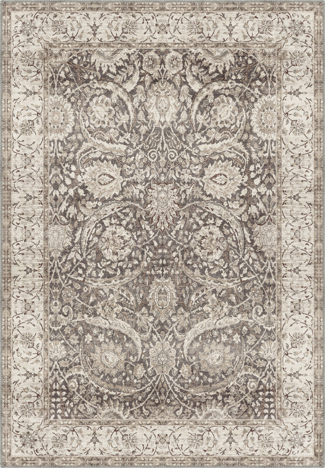 Leonie Washable Brown Vintage Rug