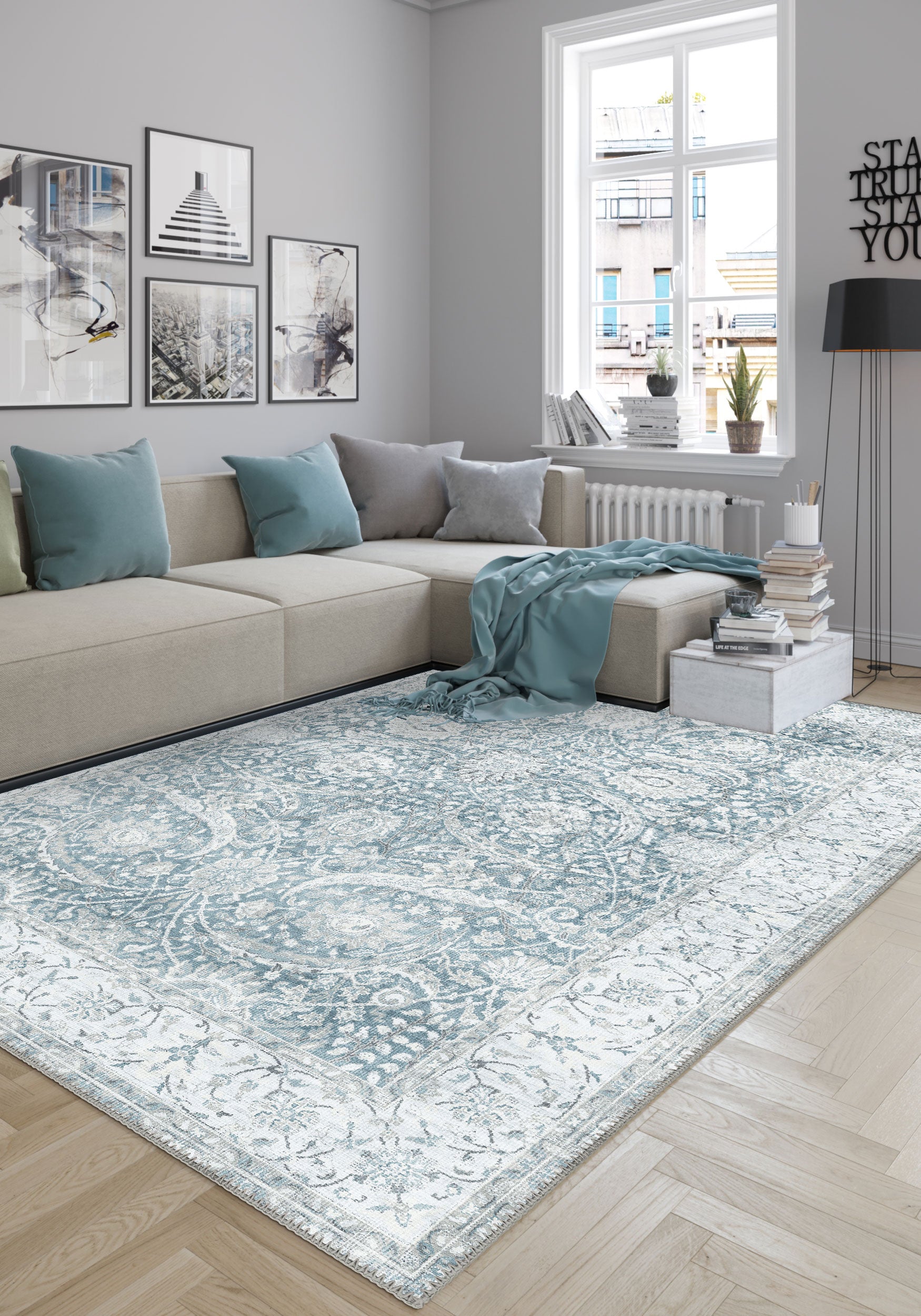 Leonie Blue Vintage Rug | Rugette