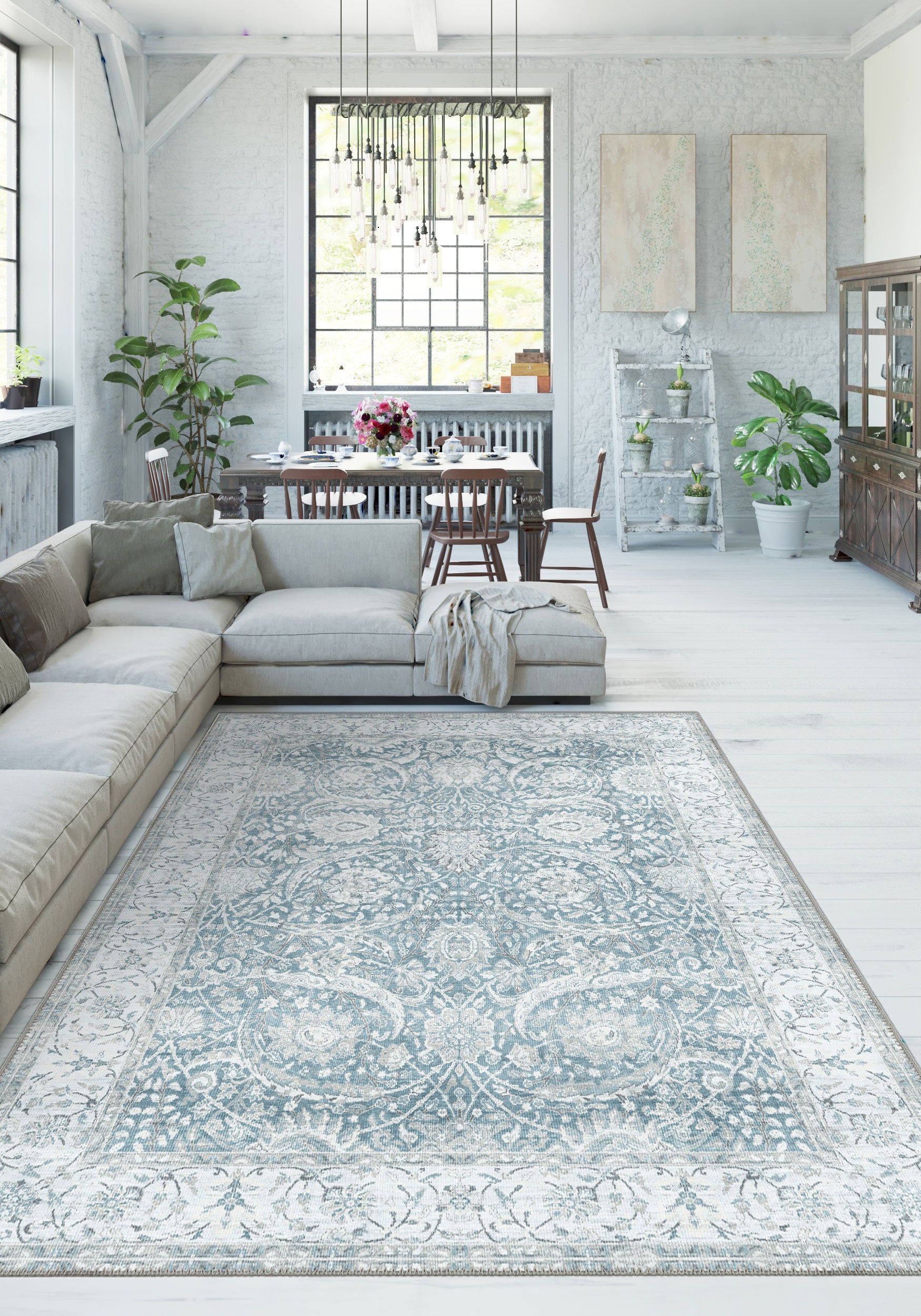 Leonie Blue Vintage Rug | Rugette