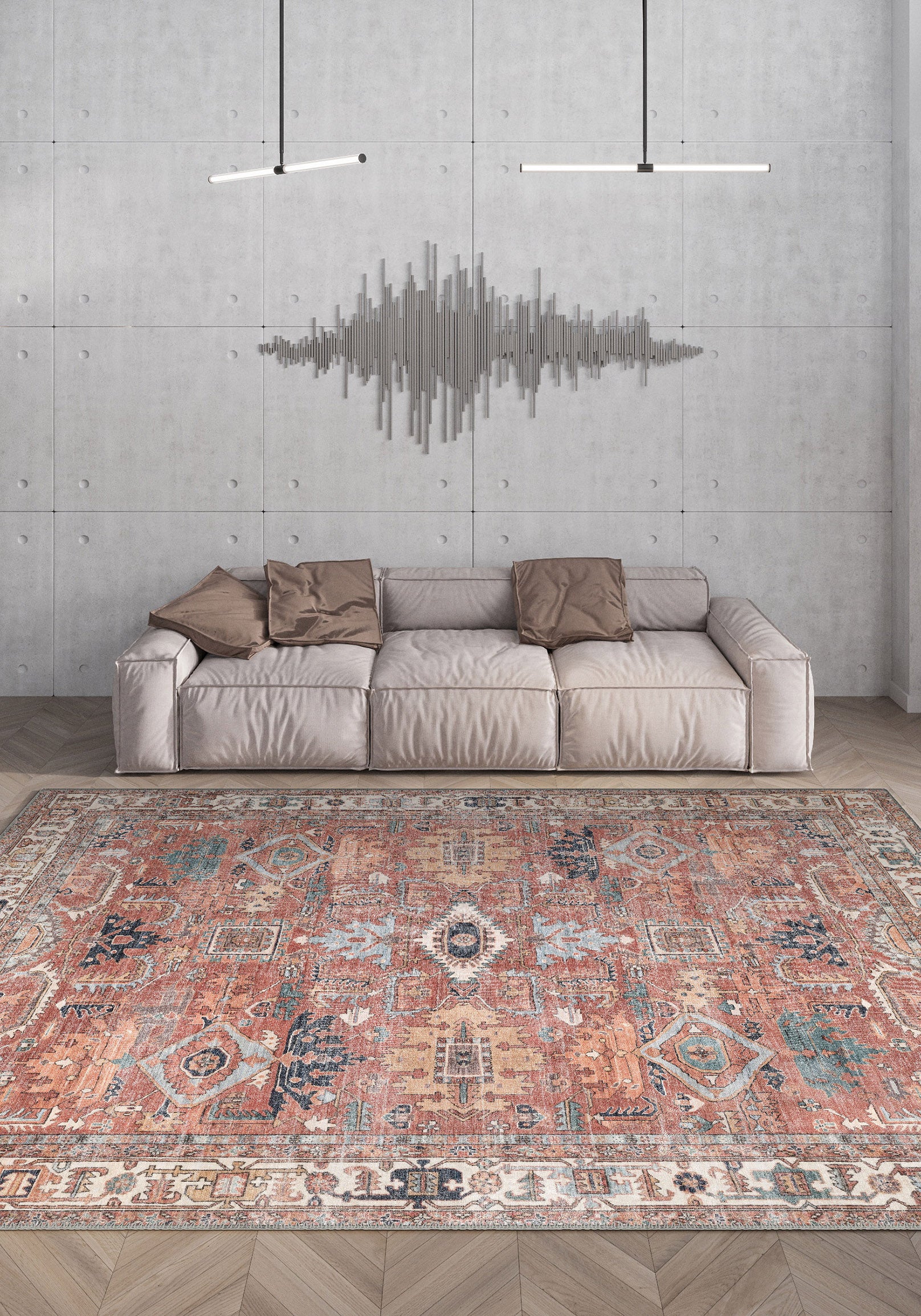 Fynlor Orange Washable Turkish Rug | Rugette