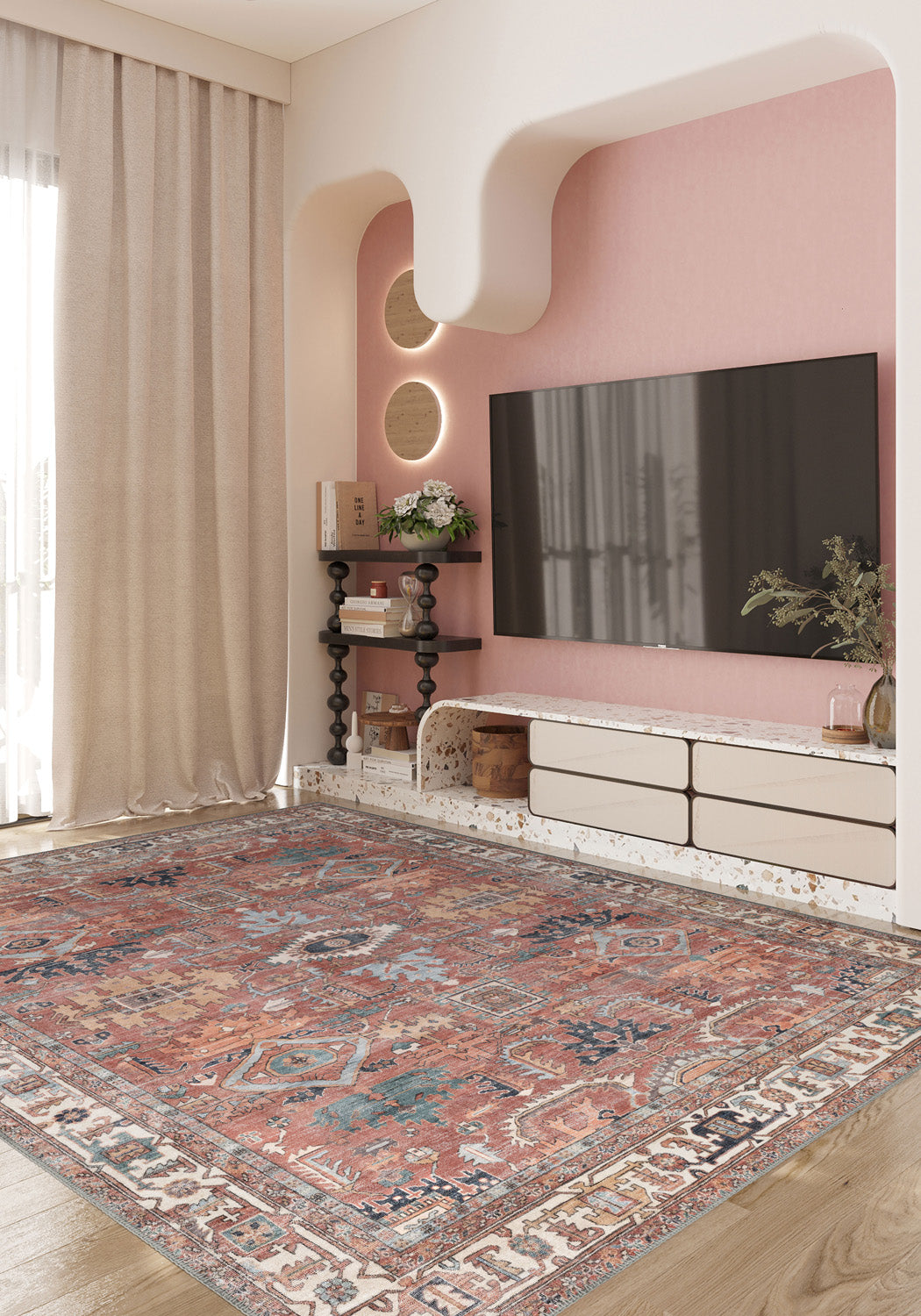 Fynlor Orange Washable Turkish Rug | Rugette