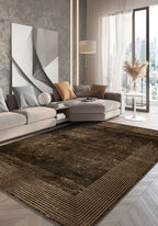 Ayden Bordered Brown Rug