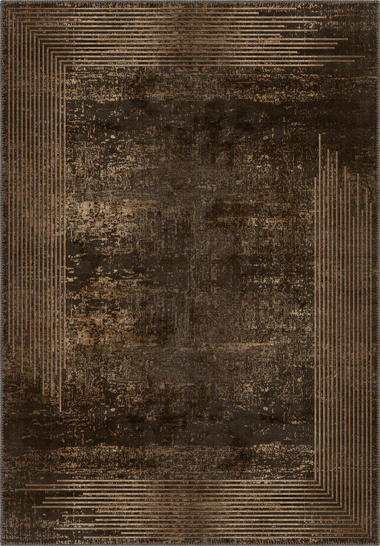 Ayden Bordered Brown Rug