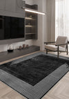 Ayden Black and White Bordered Rug