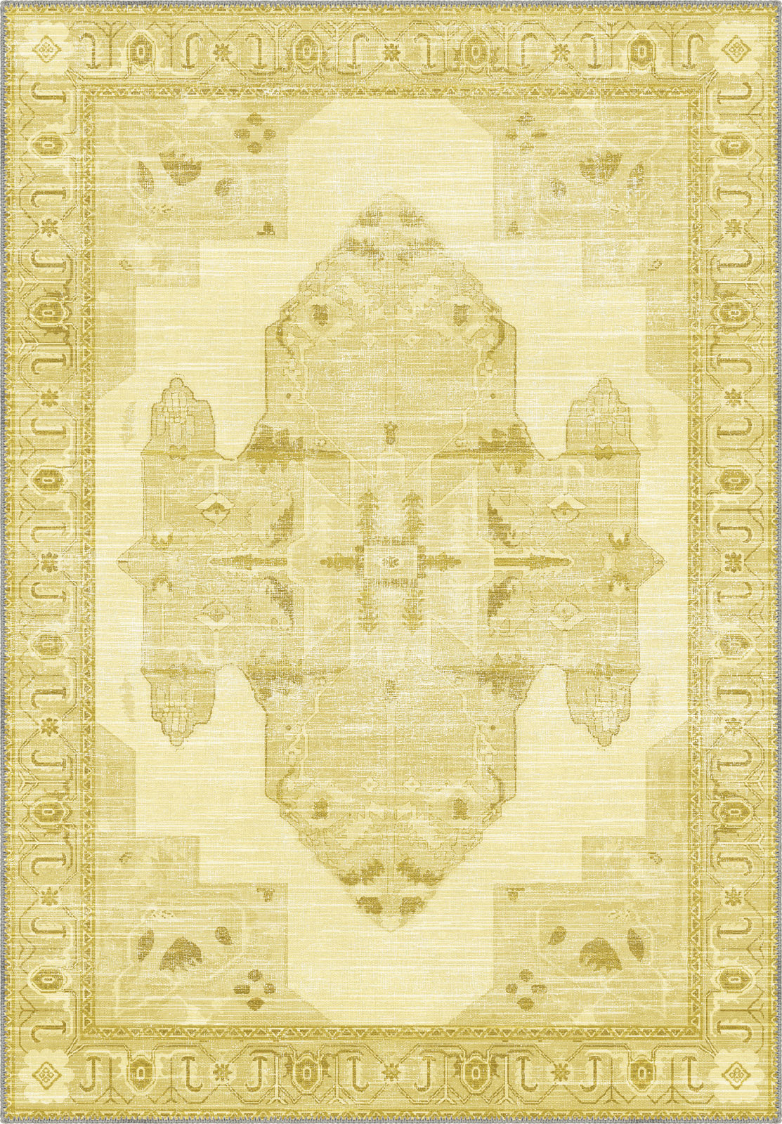 Adrian Yellow Oriental Washable Rug