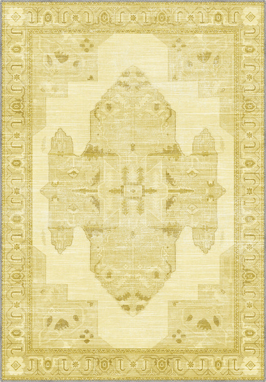 Adrian Yellow Oriental Washable Rug