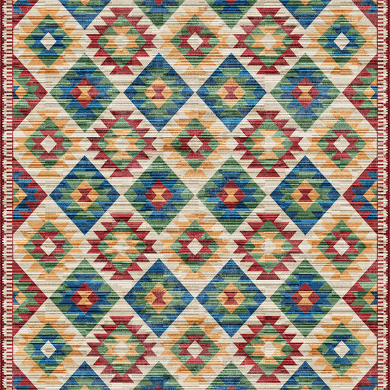 Multicolor Turkish kilim rug.