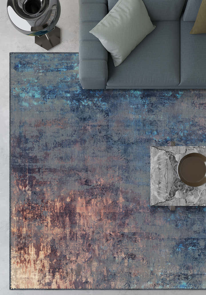 Lydia Brown and Blue Modern Rug