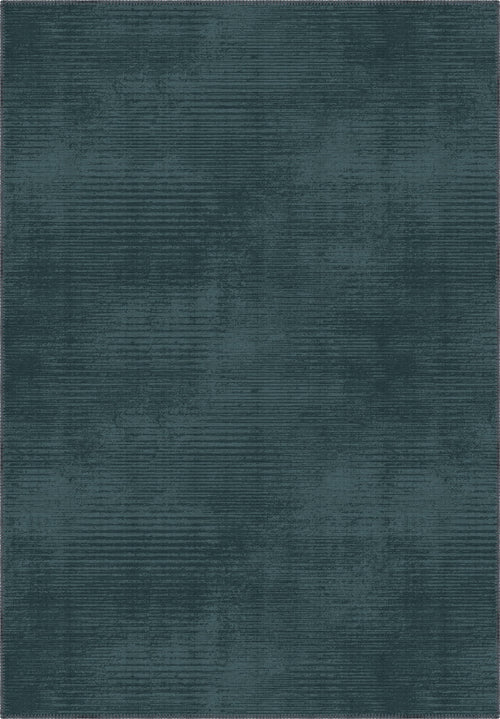 Teal rug with a subtle pattern on a plain background