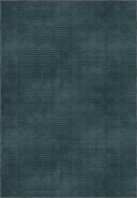 Teal rug with a subtle pattern on a plain background