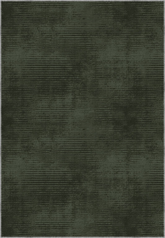 Dark green rug with minimalist striped pattern