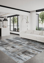 Brianna Grey Abstract Washable Rug
