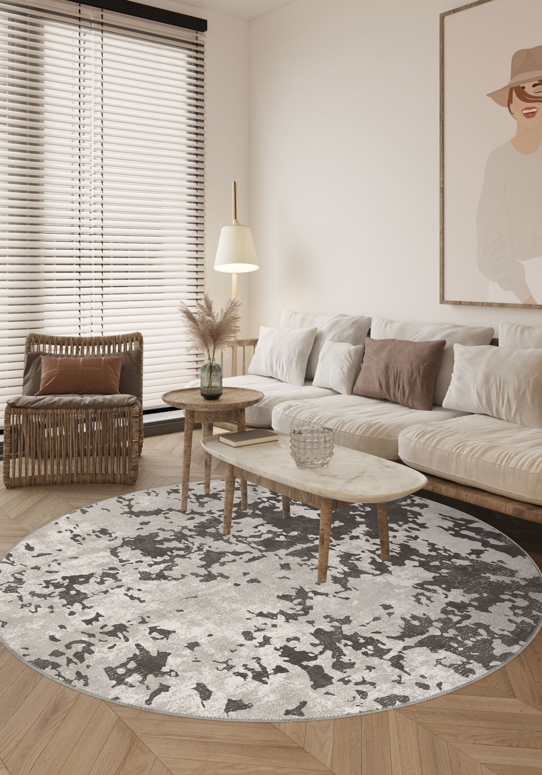 Grant Brown Abstract Washable Rug